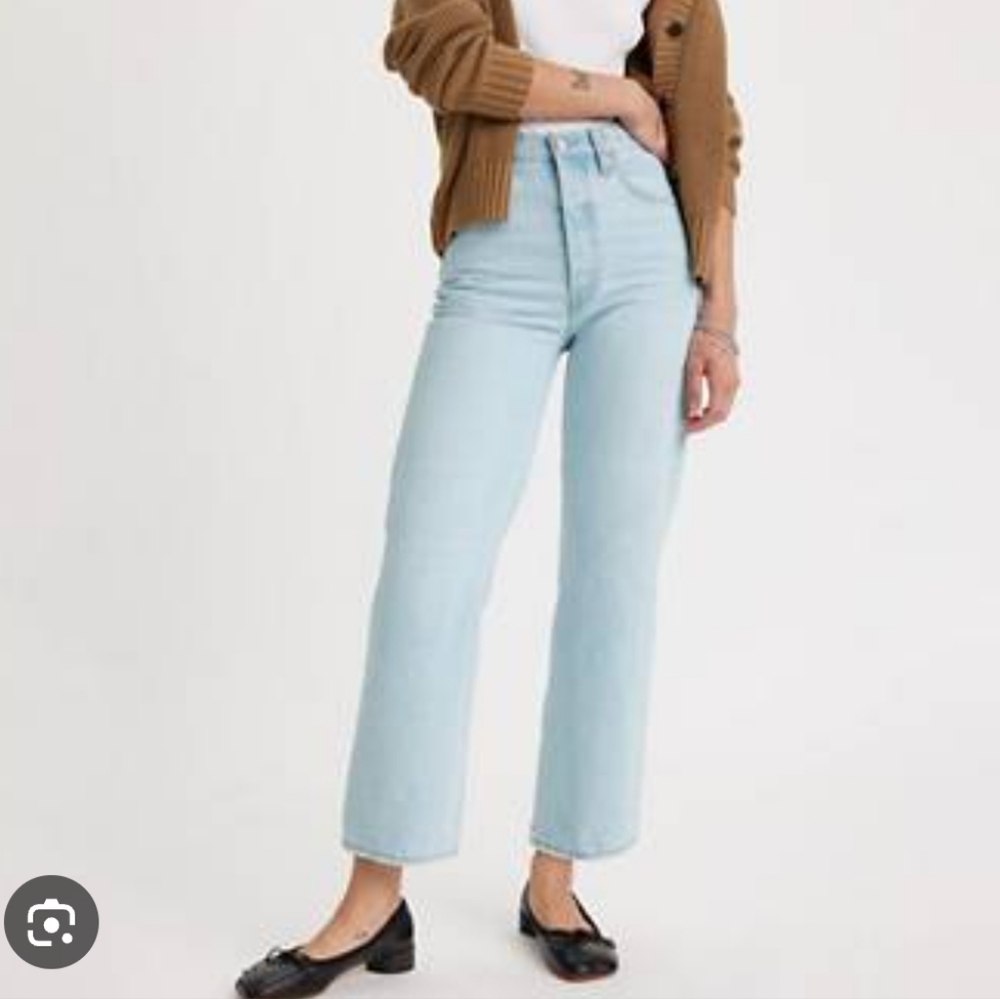 Levis Ribcage Straight Ankle Jeans Light Wash Stretch Womens Plus Size 33 or 16